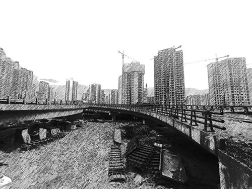 重庆五台山立交桥（防撞护栏栏杆）稳步施工中